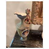 Robert Hanke Austria Ewer Porcelain Vase with floral, 22 design portrait.  7” x 15”