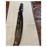African Carved Wooden Panga Knife 3” x 24”