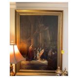 Beautiful Vintage copy of a Rembrandt Oil painting titled “Presentation of Jesus in Temple ”. 31 x 42“.