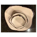 Delfin-Marisol cream and brown dish set￼.   Includes 12 dinner plates, 12 salad plates and 12 dessert plates. ￼