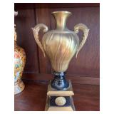 India brass and black lacquer 12 x 6” vase