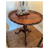 Beautiful 18th Century English detailed 3 legged table…excellent condition 30” x 28 1/2”