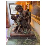 Bronze Sculpture with Goat by Moreno 13“ x 9 1/2“ x 15“