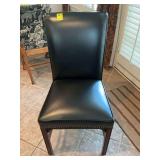 Black leather chair from Statesville  Chair Company.  18” x 22” x 37” the seat is 19 inches from floor