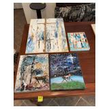 Grouping of religious themed canvases, two are 11 x 14’s, 1 is 8x10 and the largest is 18 by 24 inches