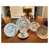 Royal Doulton “Tonkin” fine china. 6 Piece Pl. setting includes 10 1/2 inch dinner plate, 8 inch salad plate, 6 1/2 inch dessert plate six, 6 7/8” bowl and a cup and saucer.