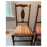 Antique inlaid dining chair, 17“ x 15“ x 36“ seat is 17 inches from floor. Matches lot number  233￼￼