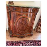 Beautiful French, Marble top cabinet.  Contents not included, 44“ x 20“ x 42“