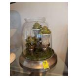 Nice artichoke decor piece. A few nicks around the top edge as shown. 14 inches round by 15 inches tall