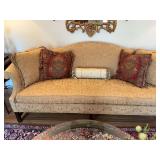 Chippendale style couch in gold 80” x 32” x 30” 19 inches is the seat height from floor.