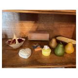 Grouping of miscellaneous candles, prayer bowl, trinket box and two Lennox pieces. ￼ The Lennox basket is 6 1/2“ x 5“, the Rose Lennox trinket box is 4“ x3 1/2“, the yellow trinket box is 3 