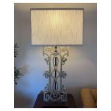 Cast iron table lamp 41“ x 12 1/2“ the shade is 19“ x 15“