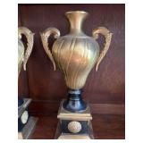 12”x 6” India brass and black lacquer vase