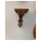 Vintage decorative gold plaster display wall shelf 4 1/2 x 7 1/2“ set of two