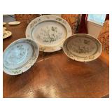 Royal Doulton “Tonkin” pattern china.  Two 9 1/2 inch vegetable bowls and a 13 1/2 inch platter