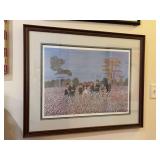 Signed and numbered “Family In The Cotton”  lithograph from by Carroll Cloar (1934 graduate of Rhodes College)…..170/400….. 35-1/8 x 28-5/8