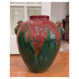 Beautiful flambé drip glaze pottery vessel…..18” tall