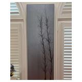 Great looking acrylic on wood decor featuring 2 bare trees…..the colors are blacks and grays and just beautiful…28 x 80