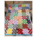 Vintage Jacob’s Ladder hand sewn quilt…..in good condition…..approx. 70-1/2 x 89-1/2