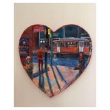 Original signed oil on wood heart shaped  “Heartbreak Hotel” by Stephen Hudson…..11 x 11