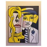 Framed print on wood titled 'Stepping Out' by Pop Art artist Roy Lichtenstein…..25-1/4 x 31-1/2