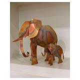 Stunning Laser Cut Copper Sculptures featuring Mother & Baby Elephant…..mother stand  8-3/4” tall and baby stands 4” tall