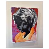 Signed (T Sachse) abstract stylized, high-contrast portrait of a person with expressive brushstrokes…..wrapped oil on canvas…..24 x 32