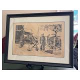 Vintage Signed Lionel Barrymore reproduction etching titled 'Point Mugu '…..22 x 16-1/2