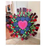 Unique signed (Iris Harkavy) wooden handcrafted wall art depicting floral motif with Roses are Red verse…..36-1/2 x 36-1/2