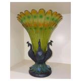 Toscano Grand Plumage Peacock Sculptural Vase…..vase is acrylic…..12” tall