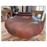 Gorgeous Hammered Copper Forged Bulbous Vase…..approx. 16”D x 12-1/2” tall