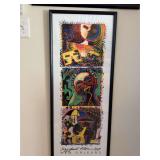 Signed limited edition (220/500) framed 1994 poster of New Orleans Jazz Fest titled  'Jazz Feast Totem'…..signed Richard Thomas ‘94…..16 x 39