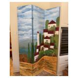 Reproduction Red Roofs II painted screen by artist Marta 2005…..each panel measures 17-3/4”…..back is blank