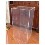 Clear acrylic display stand…..some scratching…..16” square x 32” tall