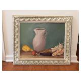 Signed (Juanita King 1965) oil on canvas still life…..25-1/2 x 21-1/2