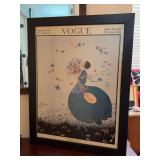 Framed print of the July 15, 1916, issue of Vogue magazine.  The illustration is titled 'Suggestions for the Hostess' and was created by artist Helen Dryden…..20-3/4 x 26-3/4