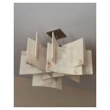 Brushed Nickel Chandelier with Alabaster Dust Glass…..BUYER IS RESPONSIBLE FOR PROFESSIONAL ELECTRICAL REMOVAL