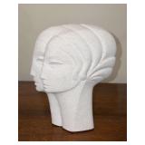 Vintage MarBell by Stone Art Belgium Art Deco Style Couple Heads Sculpture…..6-1/2” tall