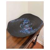 Signed White Elk handblown glass bowl titled “Into The Night” by artisan Marty White Elk Holmes…..absolutely stunning piece….23-1/4 x 18-1/4 x 6-1/4 tall
