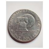 1776-1976 United States Bicentennial Eisenhower one-dollar coin. Rare 1976 One Dollar Eisenhower Liberty Bell Moon US Coin commemorating the 200th anniversary of American independence