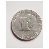 1776-1976 United States Bicentennial Eisenhower one-dollar coin. Rare 1976 One Dollar Eisenhower Liberty Bell Moon US Coin commemorating the 200th anniversary of American independence