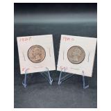(2) 1950 Washington Silver Quarters….mints P/D