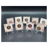 (9) various year and mint mark Washington Quarters…..several proofs….some backs are not visible due to packaging