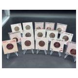 (15) various year and mint mark Washington Quarters…..several proofs….some backs are not visible due to packaging