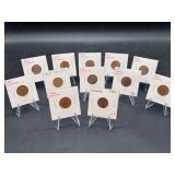 Grouping of (12) various year Canadian Cent pieces