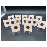 Grouping of (12) 1907 & 1908 Indian Head Pennies