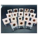 Grouping of (18) Lincoln Wheat Pennies….years range from 1890 thru 1918 but are not consecutive….mints P/D/S….some marked low grade, blank die, mint error