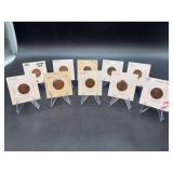 Grouping of (10) 1912 & 1913 Lincoln Wheat Pennies….mint P/D