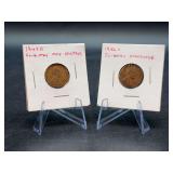 (2) Lincoln Head Wheat Pennies - both marked slightly off-center…..1949-D and 1956-D