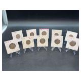 Grouping of (10) 1907-P Liberty Head Nickels (also known as V Nickels)